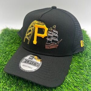 New Era Pittsburgh Pirates Black State Stitch 9Forty A Frame Snapback Hat New